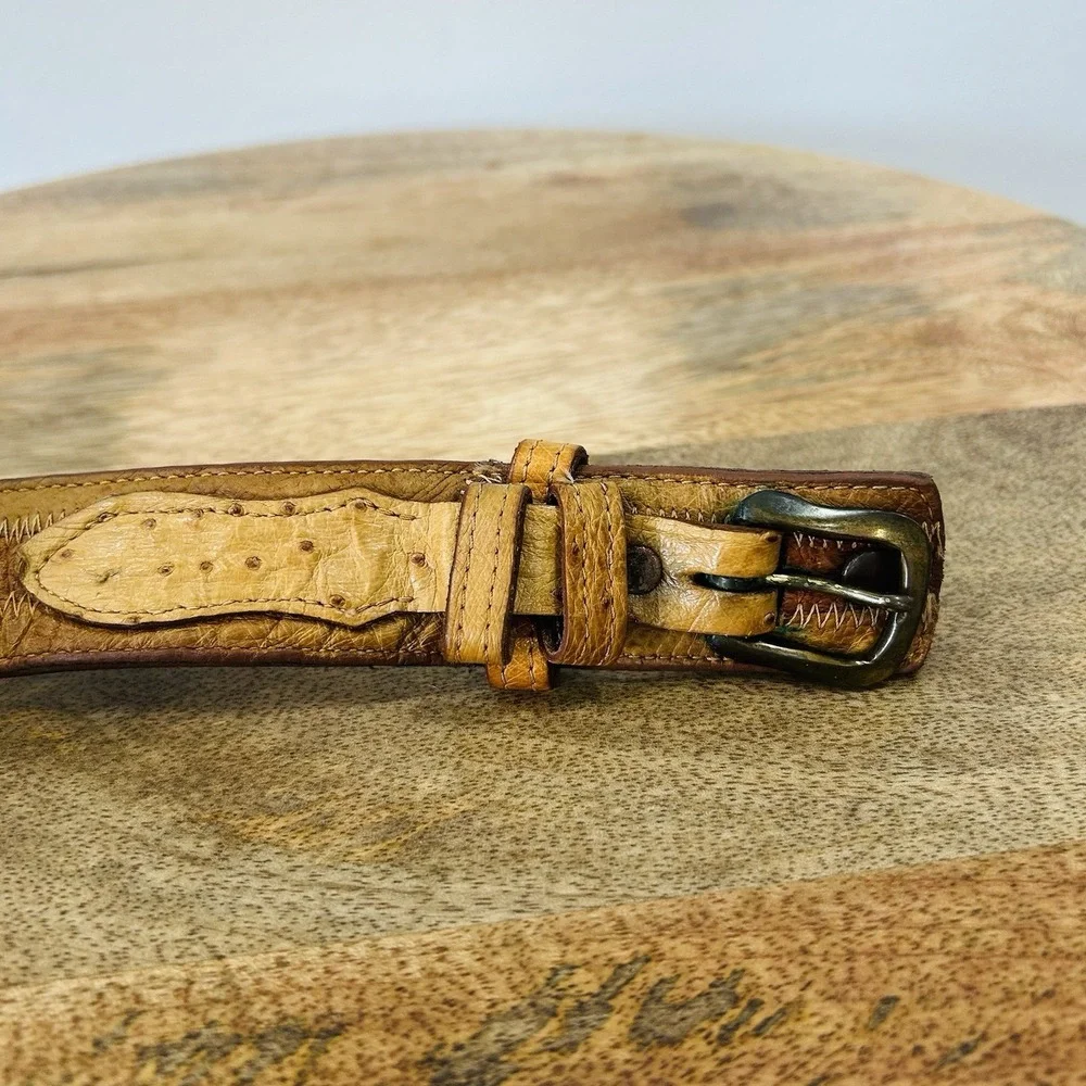Vintage 1980's Ostrich Ranger Leather Belt 38